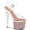 Pleaser - ESTEEM708LG Sandale à bride à la cheville, Pole dance chaussures - Transparent/Rose Product image